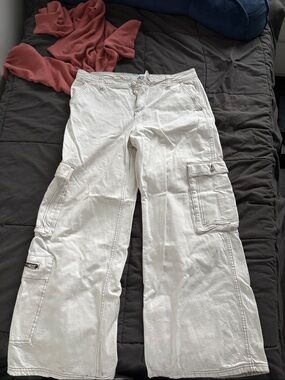 BDG White Cargo Pants with Utility Pockets